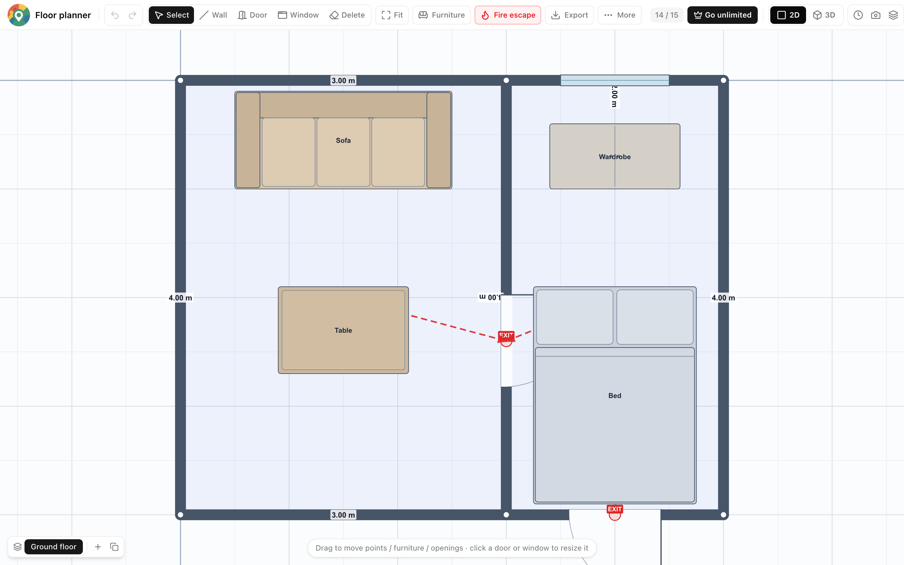 Floor planner — Fire escape routes